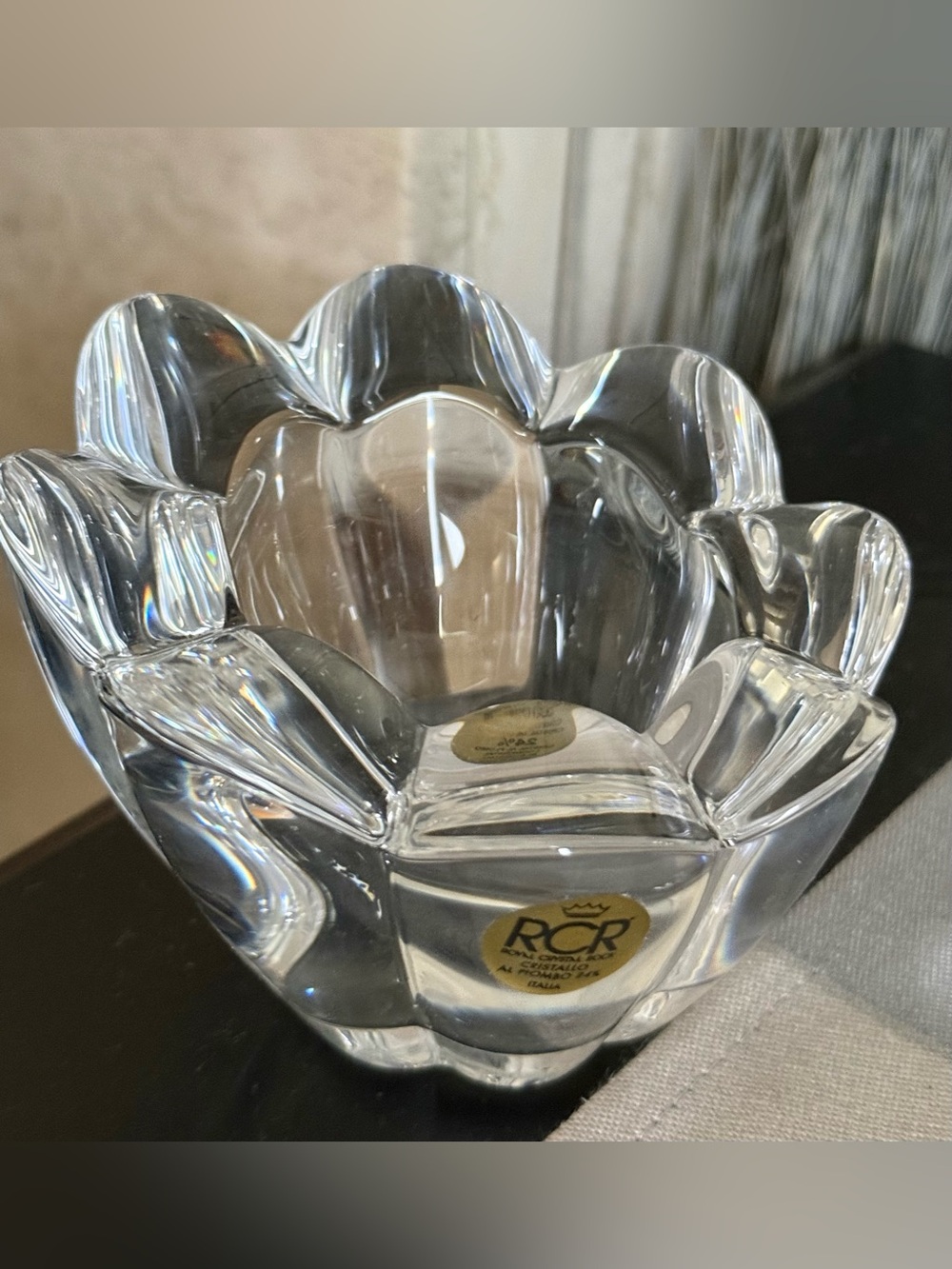 SAN MARCO ROCK CRYSTAL TEA-LIGHT CANDLE HOLDER CRYSTAL & LIGHT BY CALP - Picture 15 of 15